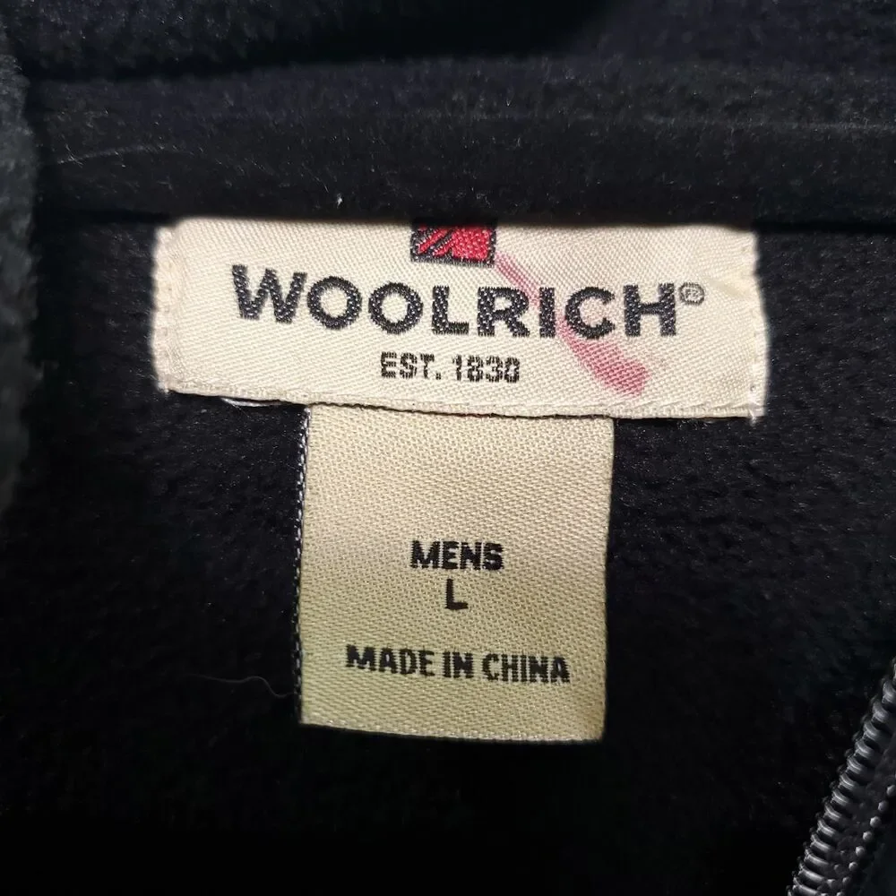 L Woolrich Men's Black Wool Cotton Blend 1/4 Zip Pullover Sweater